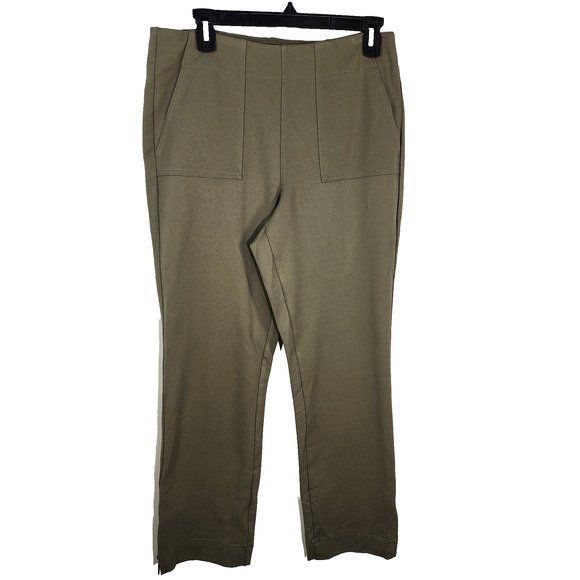 Belle by Kim Gravel Size 12 Reg Ponte Utility Pant Olive Envy Leg Zip A609932 - Picture 1 of 8